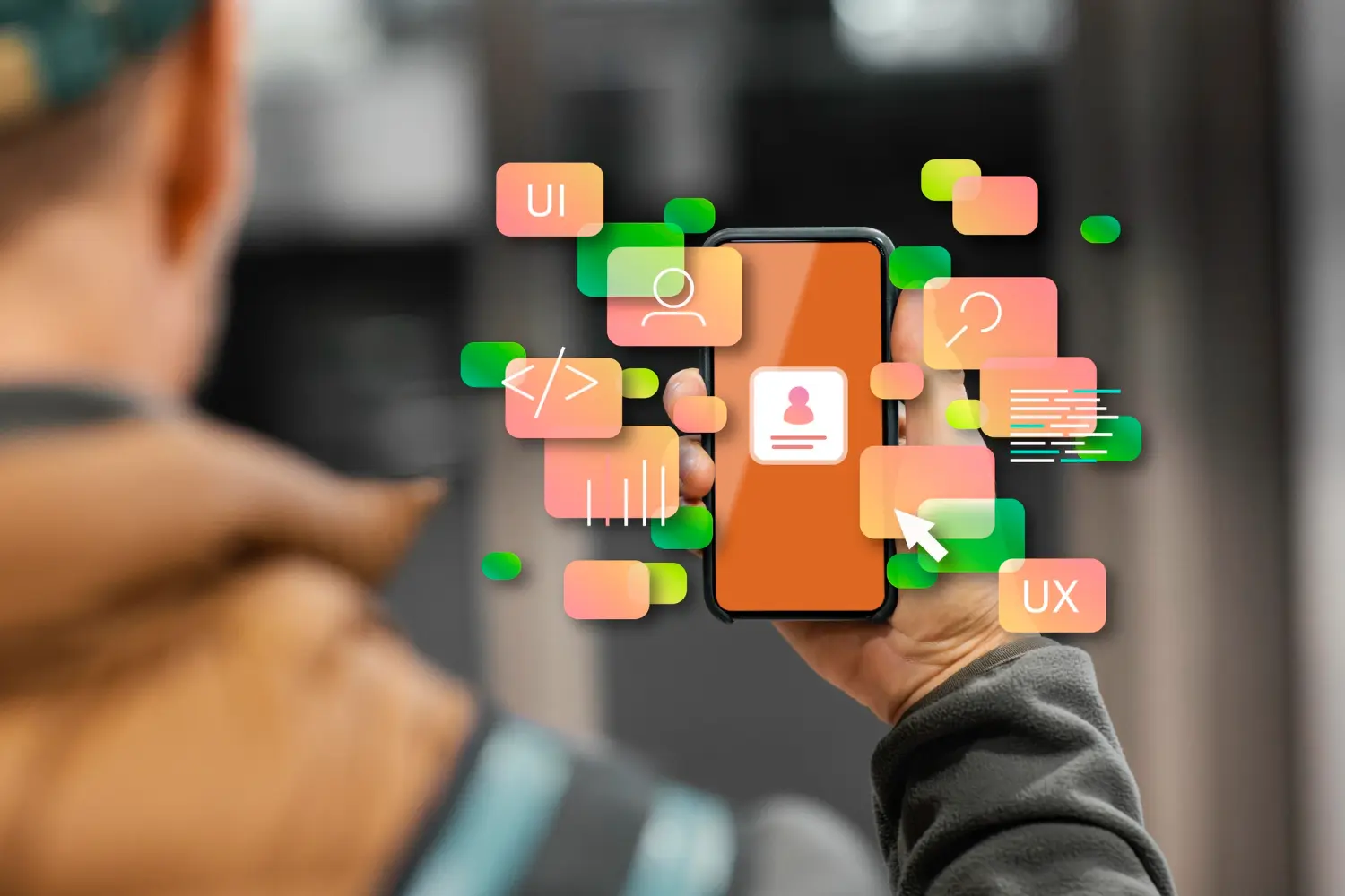 Modern MVP development process showing AI-assisted design tools, no-code platforms, and rapid deployment workflow