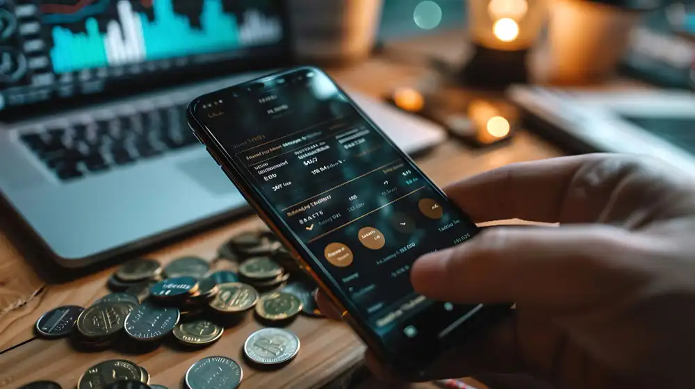 Modern cryptocurrency exchange platform interface showing trading dashboard with price charts and market data